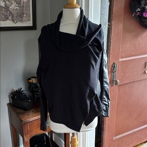 Blank NYC Black Sweater with Leather Accents